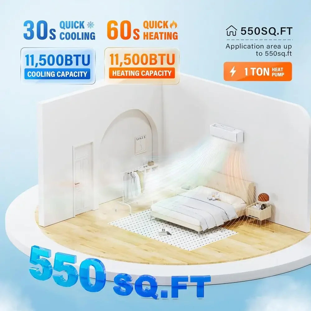 Wifi Enabled Mini Split Inverter Ductless AC Unit With Heater