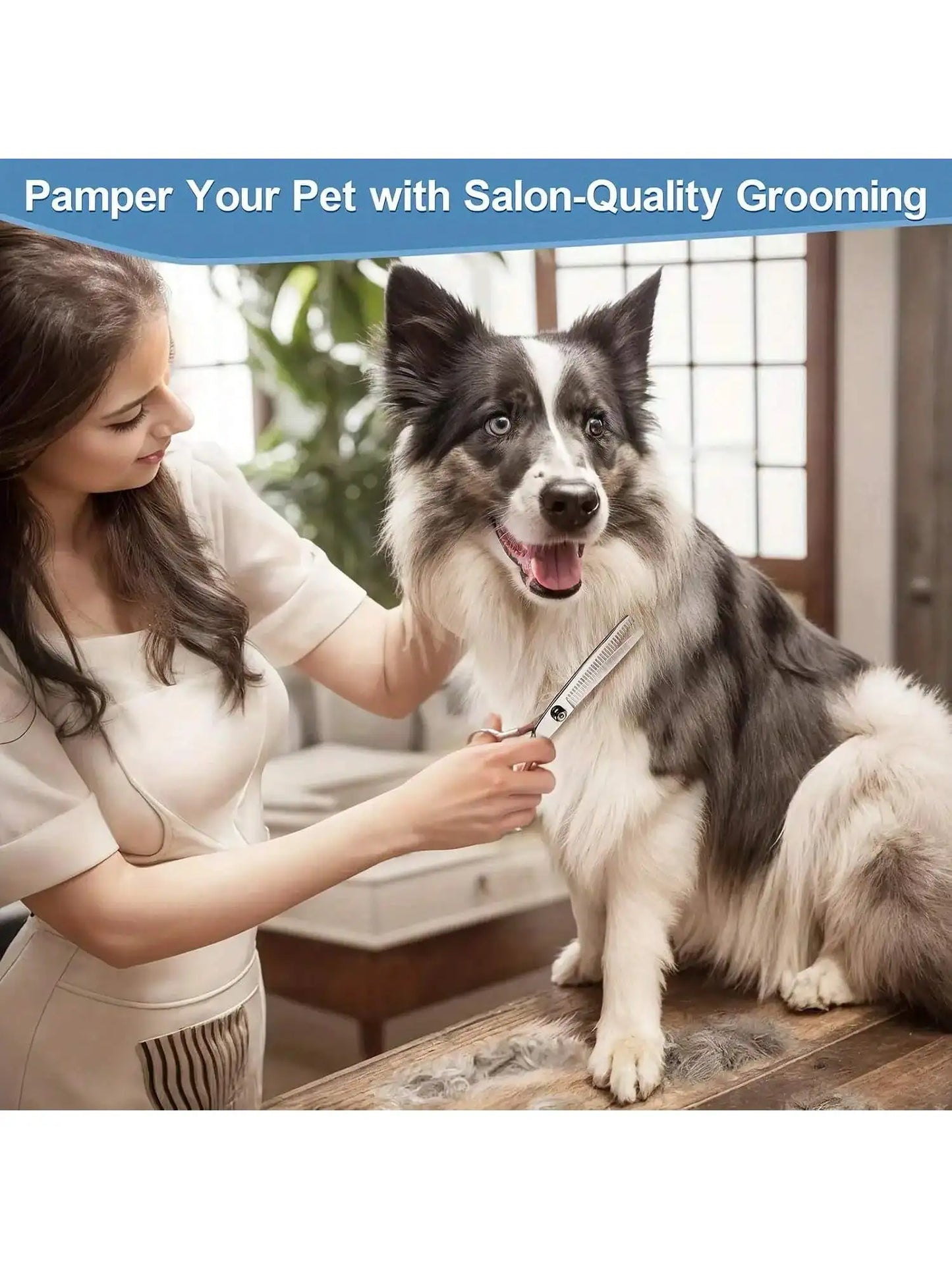 Professional Pet Grooming Scissors Set For Dogs And Cats With Stainless Steel Blades