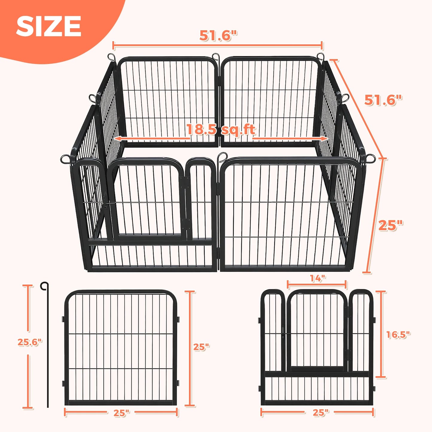 Dog Playpen With Door Foldable Metal Pet Fence For Indoor Outdoor Use Heavy Duty