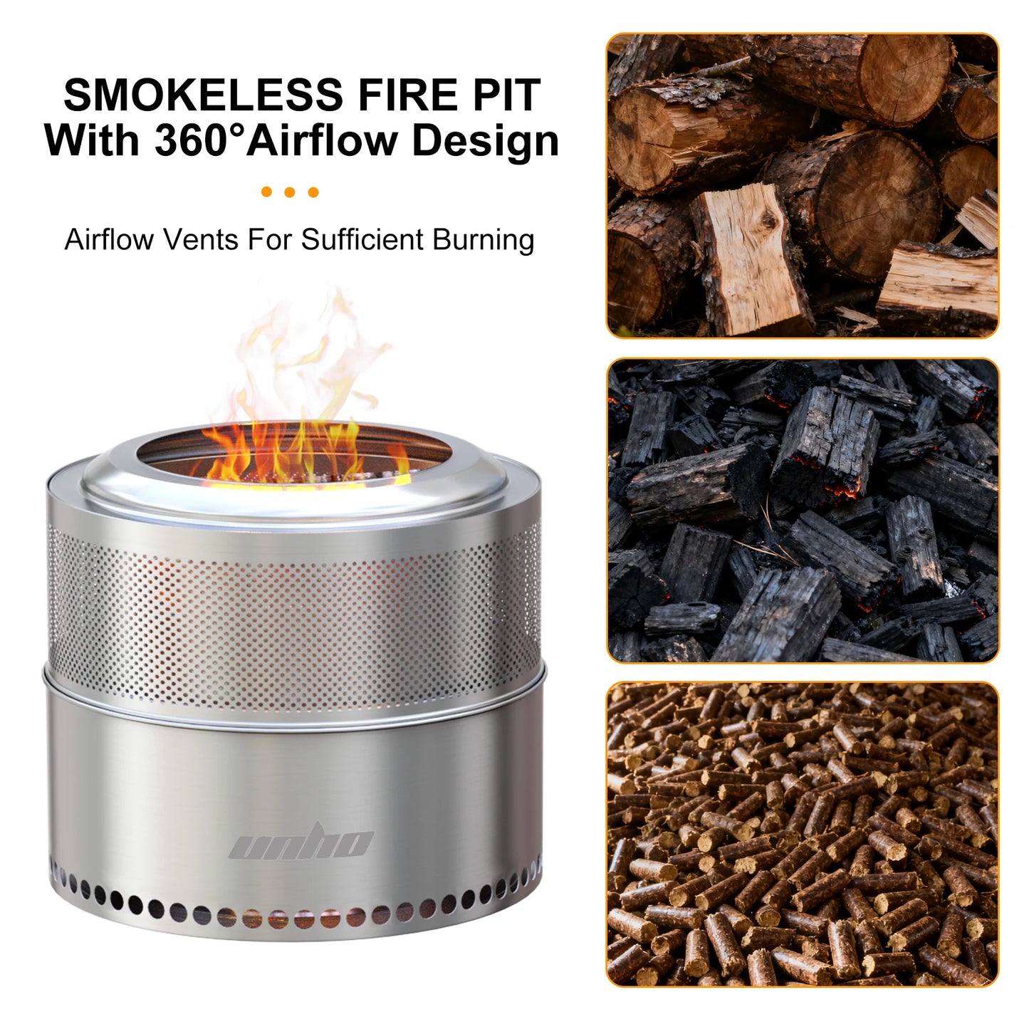 Stainless Steel Wood Burning Fire Pit Smokeless Portable Outdoor Carry Bag For Patio Gatherings