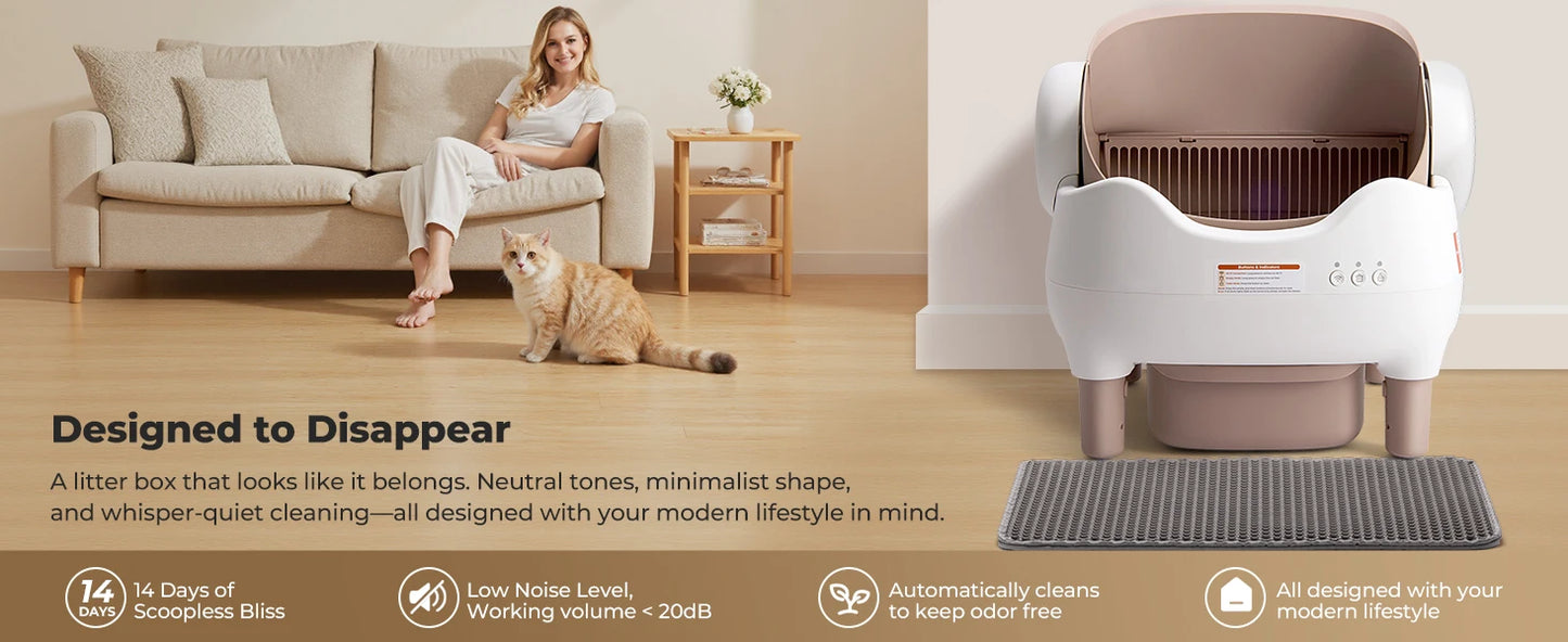 Lunapurr Self Cleaning Automatic Cat Litter Box With App Control And Odor Reduction For Multi Cat Homes