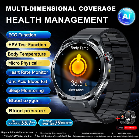 Smart Health Watch With ECG And PPG Body Fat Analysis Uric Acid BP Blood Oxygen Bluetooth Calling