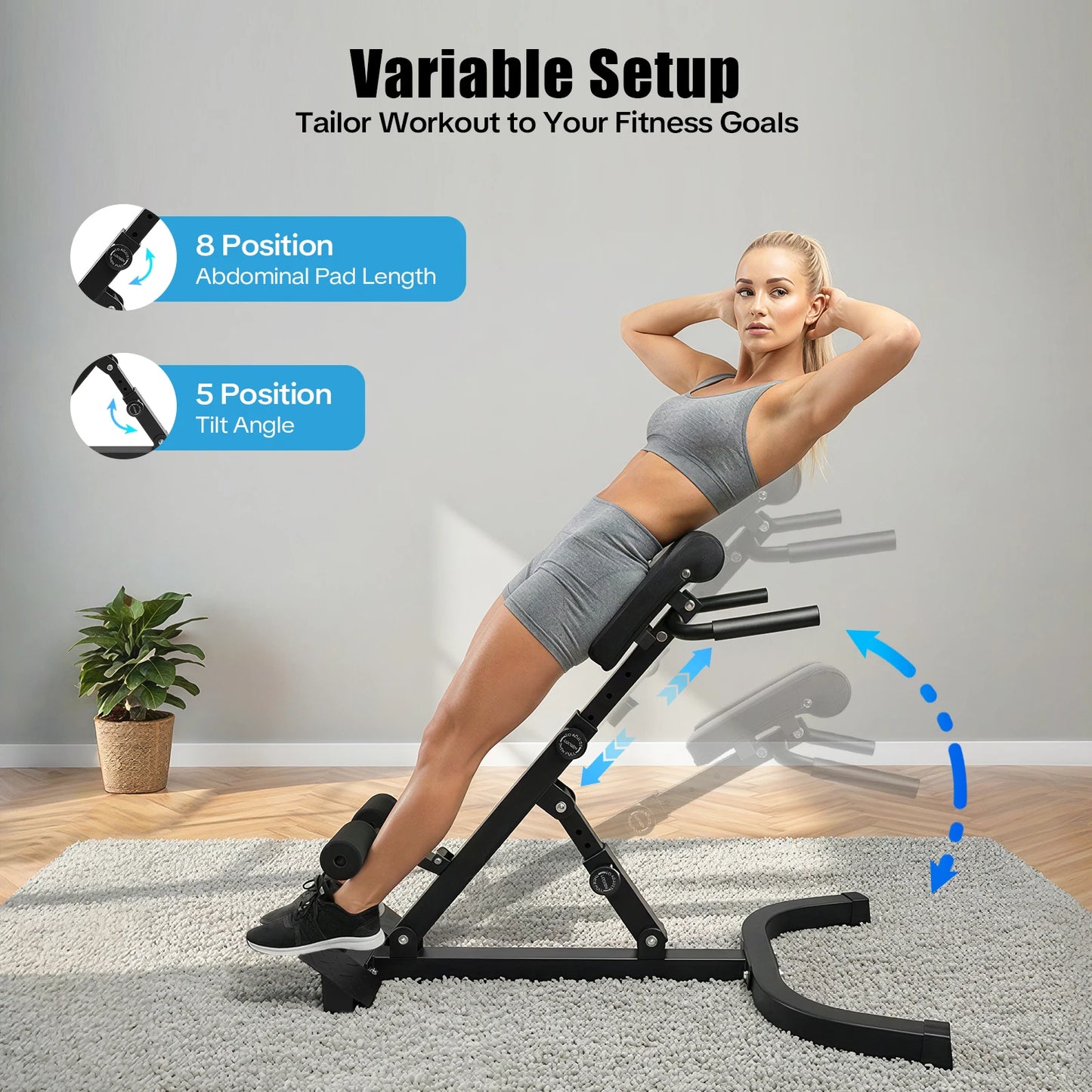 Back Extension Roman Chair Foldable Hyperextension Bench With 5 Angles