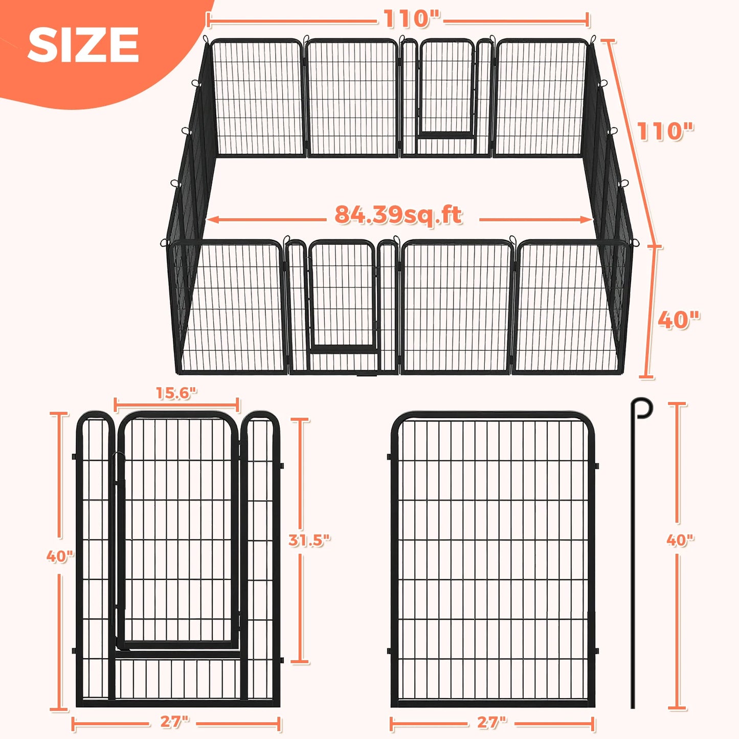 Dog Playpen With Door Foldable Metal Pet Fence For Indoor Outdoor Use Heavy Duty