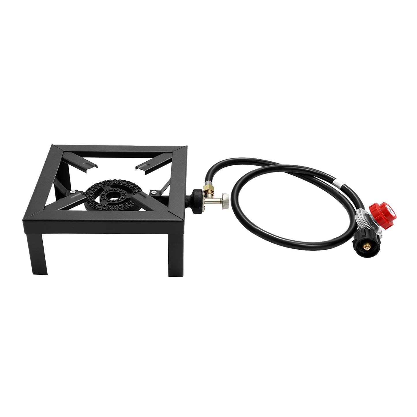 8000W Portable Double Burner Outdoor Gas Stove With Adjustable 0 To 10 PSI Regulator Hose