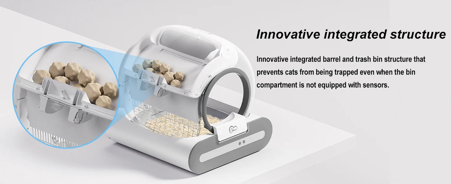DOEL Self Cleaning Cat Litter Box With App Control Works On 2.4G WiFi Includes Litter Mat And Trash Bags