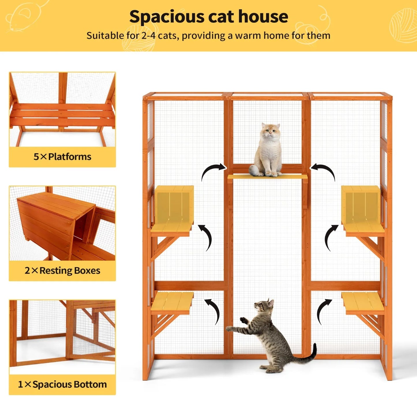 Catio House Outdoor Cat Enclosure Play And Run Window Cage Versatile Safe Outdoor Habitat