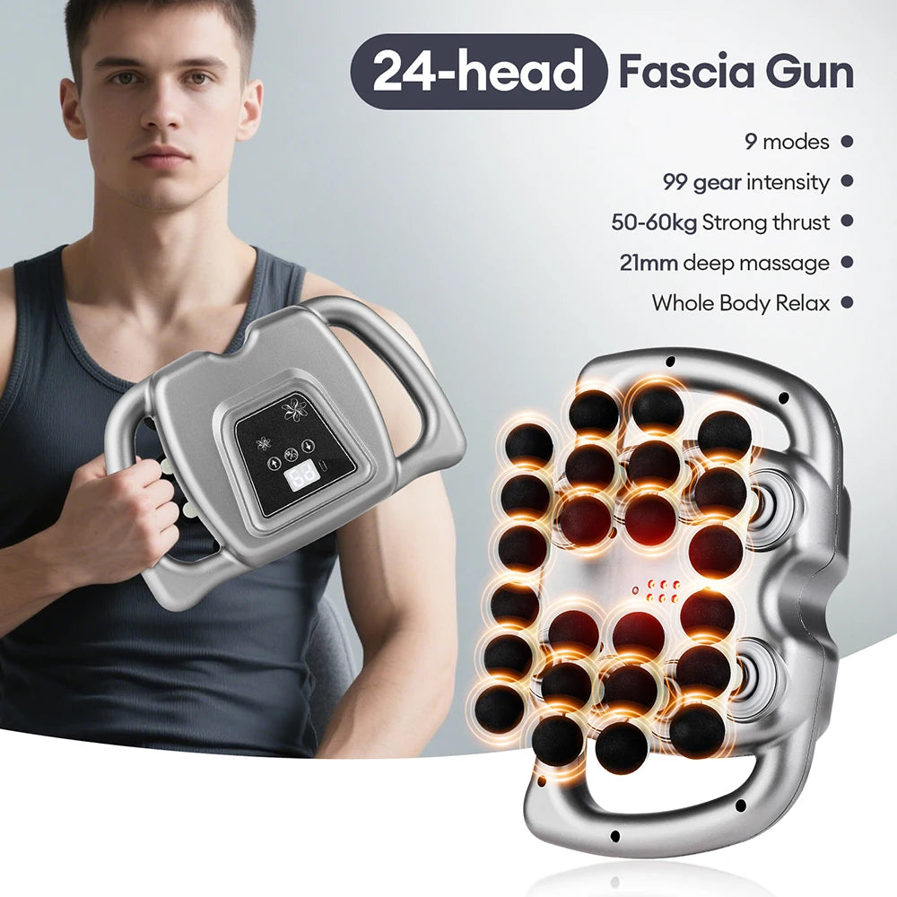 Foreverlily 16 Head Fascia Gun High Frequency Vibration Massage Gun For Back Neck Shoulders