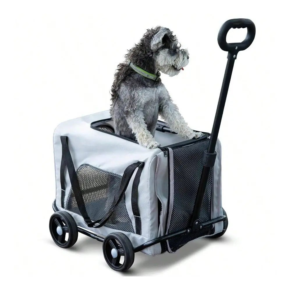 XMSJ 2-In-1 Folding Dog Stroller Cart For Pets Travel