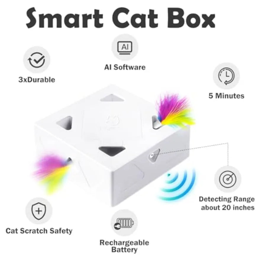 Interactive Cat Toy For Indoor Cats, Seven Hole Feather Pop