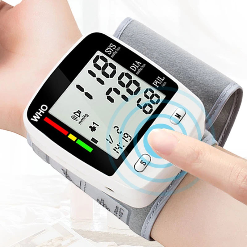 TAKROL Digital Wrist Blood Pressure Monitor Tensiometer With LCD 2x90 Memory Rechargeable