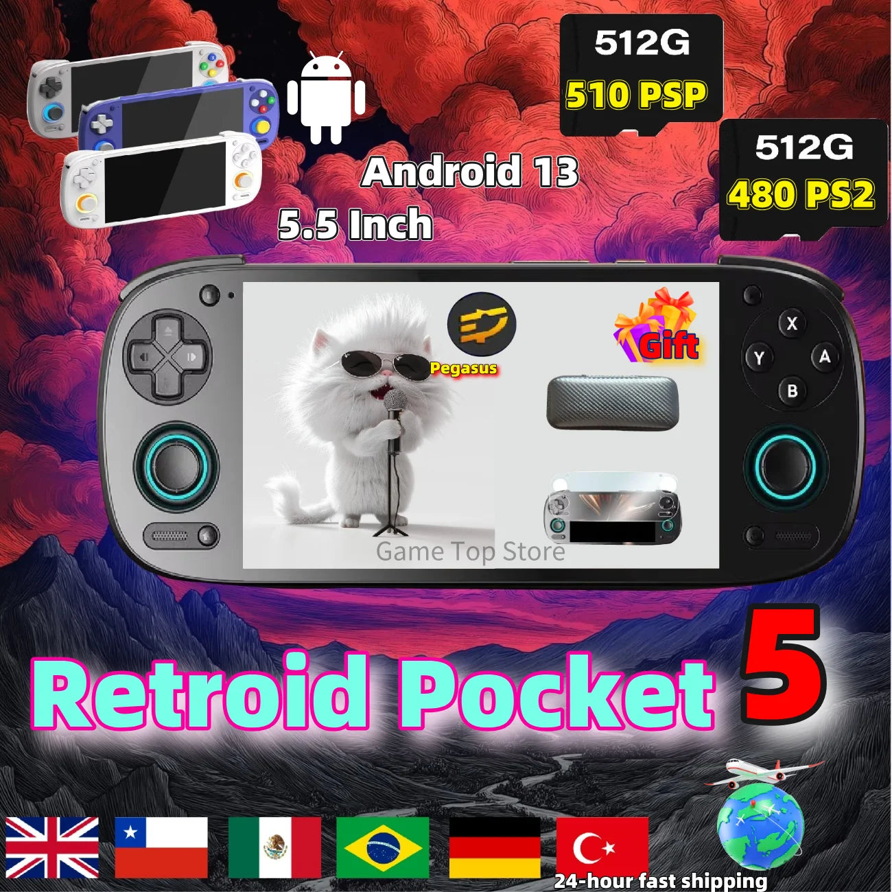 Retroid Pocket 5 Handheld Game Console With OLED Touch Screen