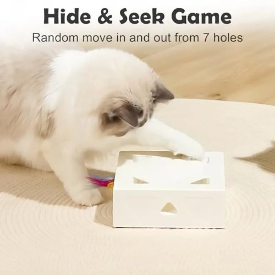 Interactive Cat Toy For Indoor Cats, Seven Hole Feather Pop
