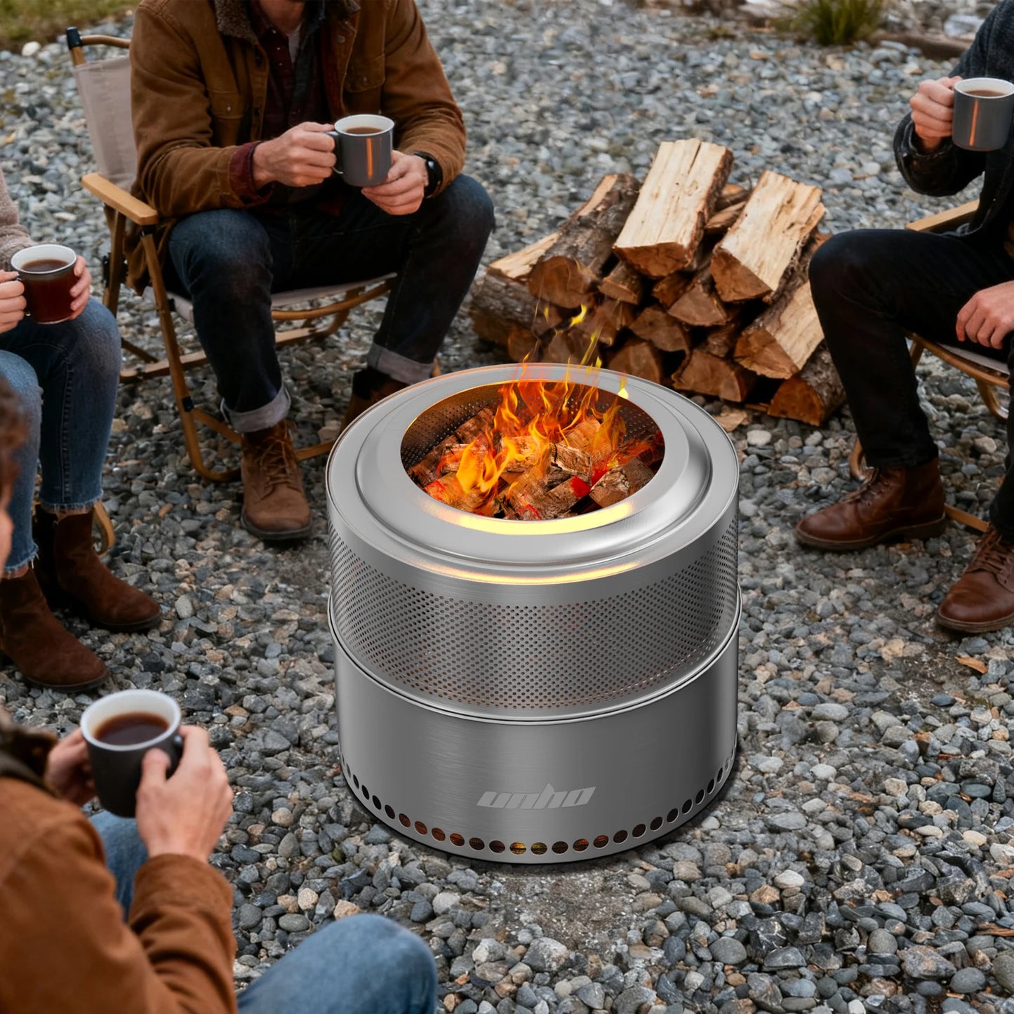 Stainless Steel Wood Burning Fire Pit Smokeless Portable Outdoor Carry Bag For Patio Gatherings