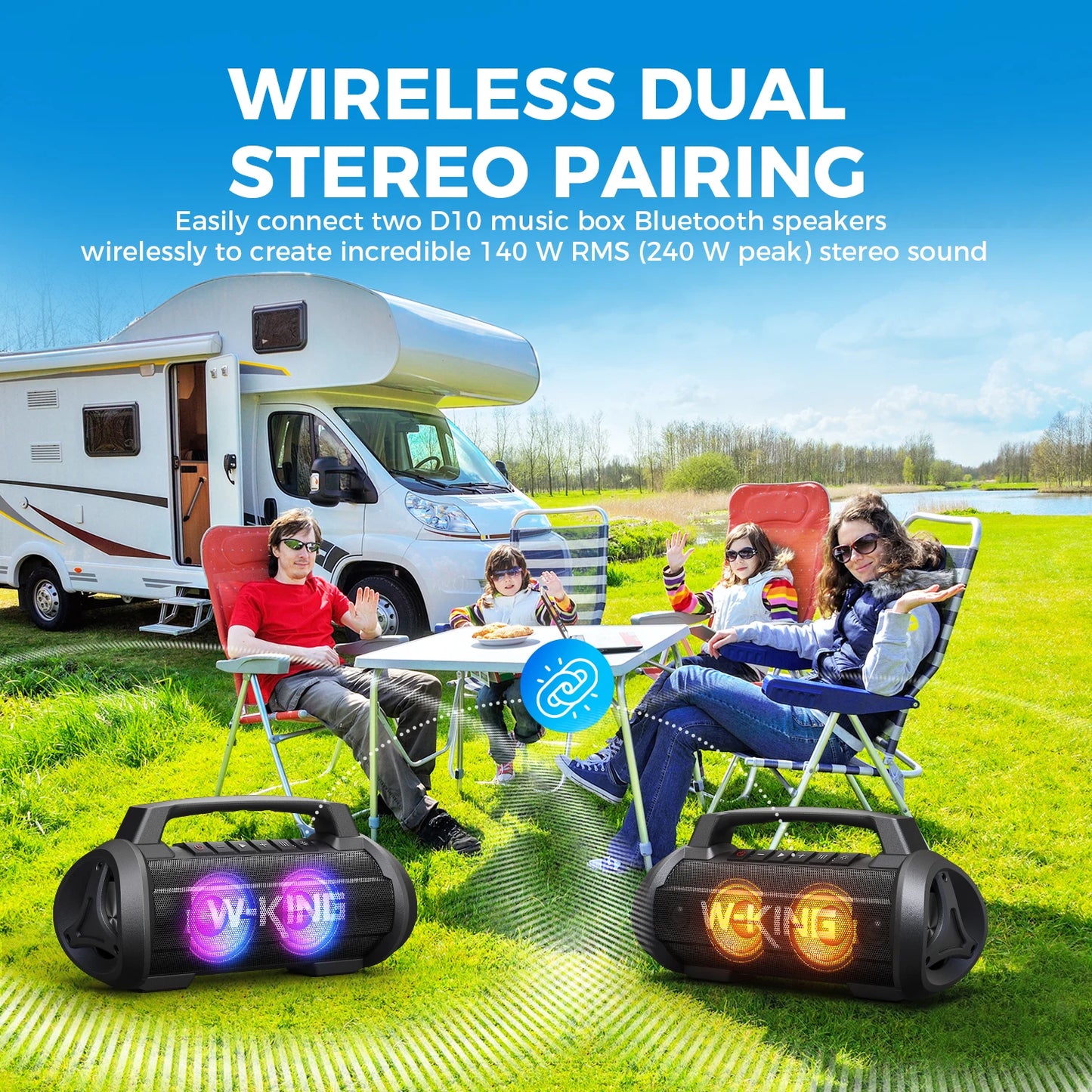 W-KING 70W Bluetooth Portable Speaker with Subwoofer