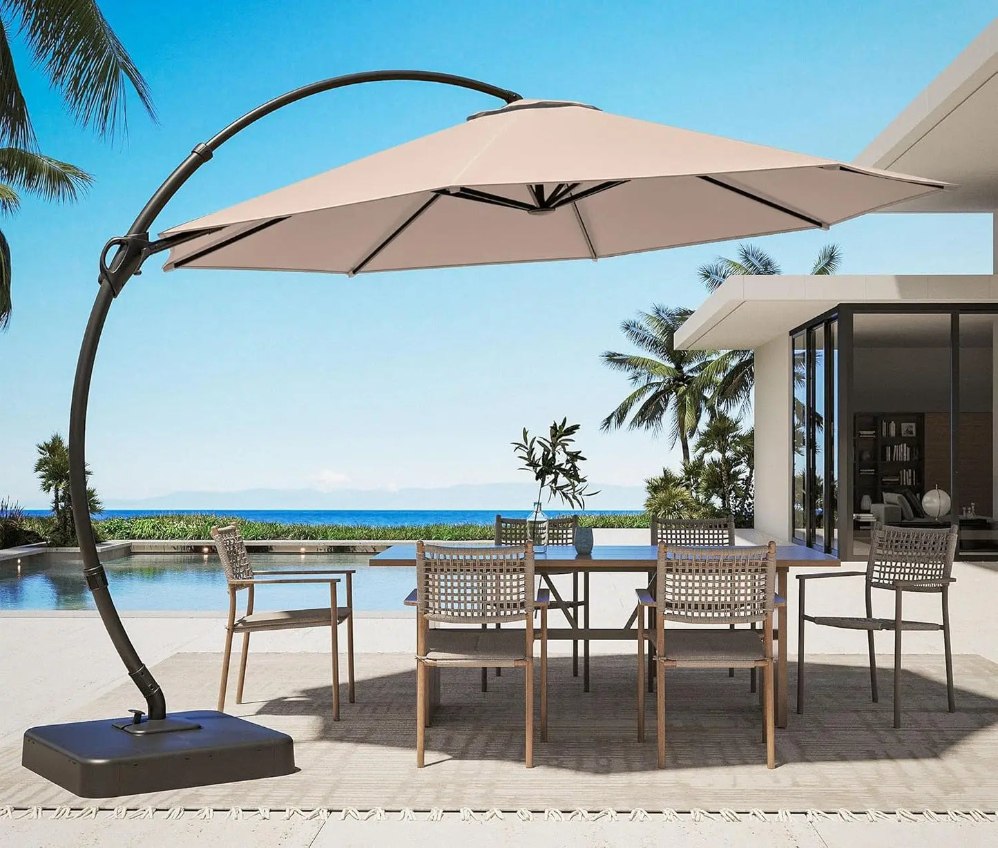 Outdoor Patio Umbrella With Base Included Aluminum Cantilever