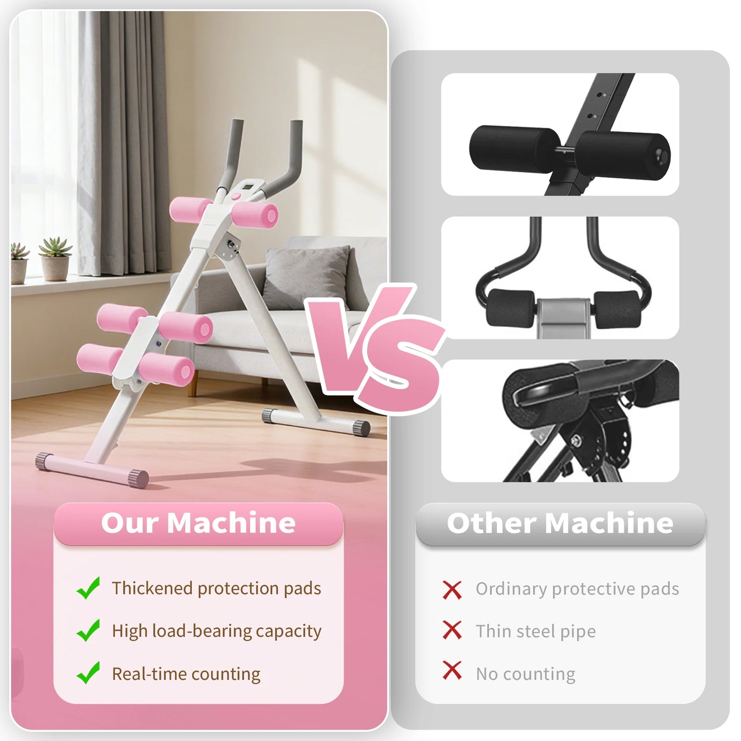 Foldable Ab Machine Trainer For Core Workout And 250 Lbs Capacity