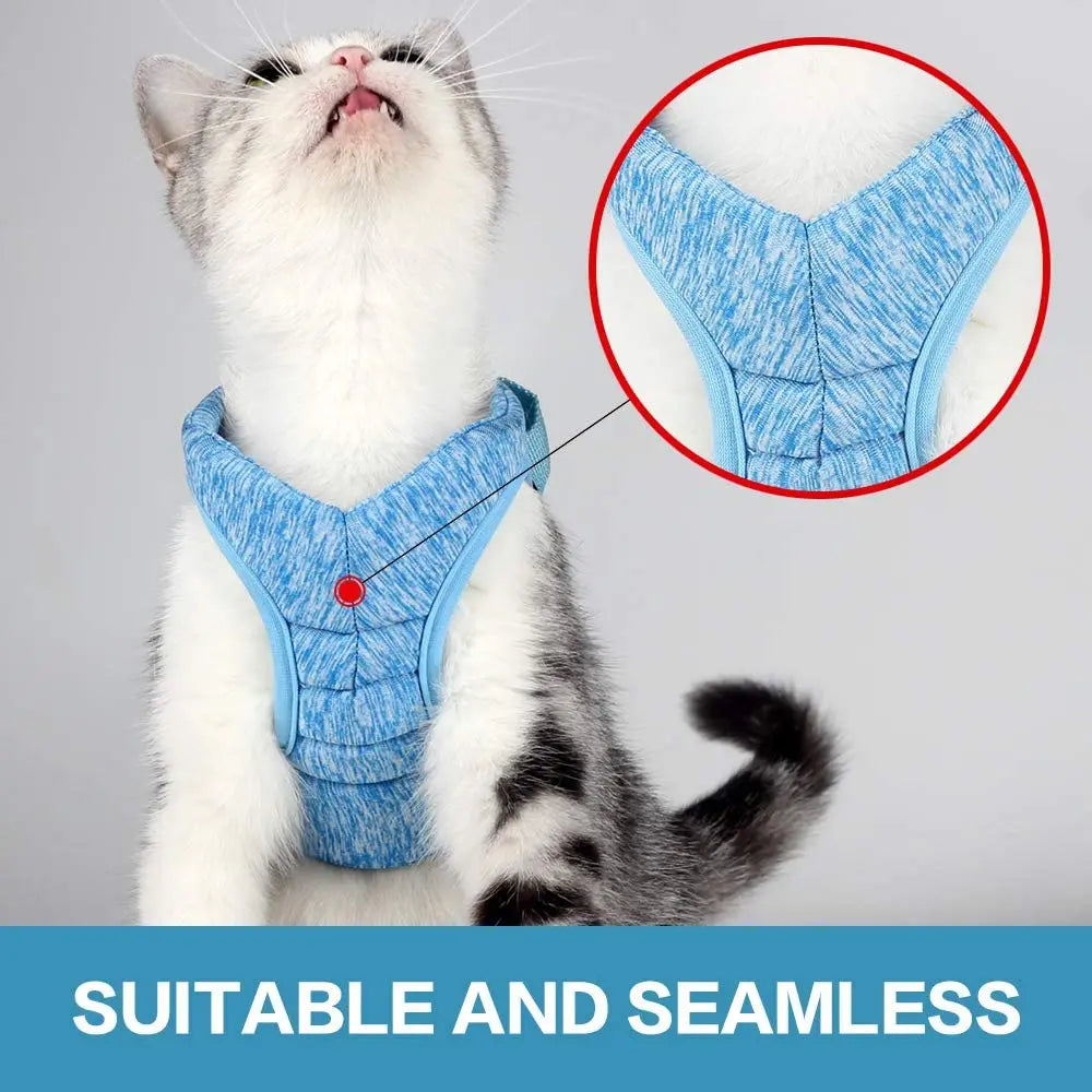 Adjustable Anti Escape Cat Harness Kitten Vest Breathable Lightweight Padded Quick Release Reflective Walking