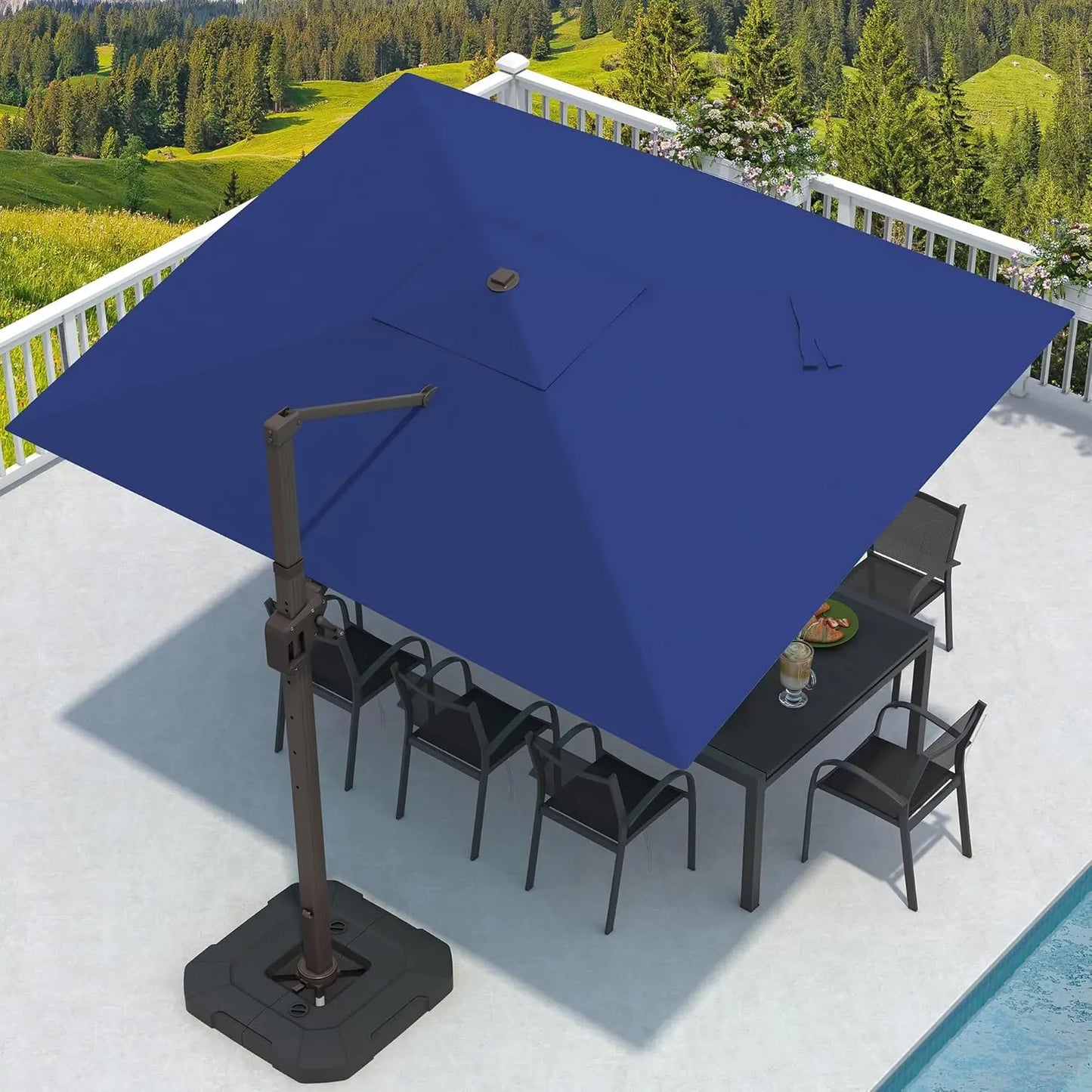 Rectangular Cantilever Patio Umbrella With Base Included