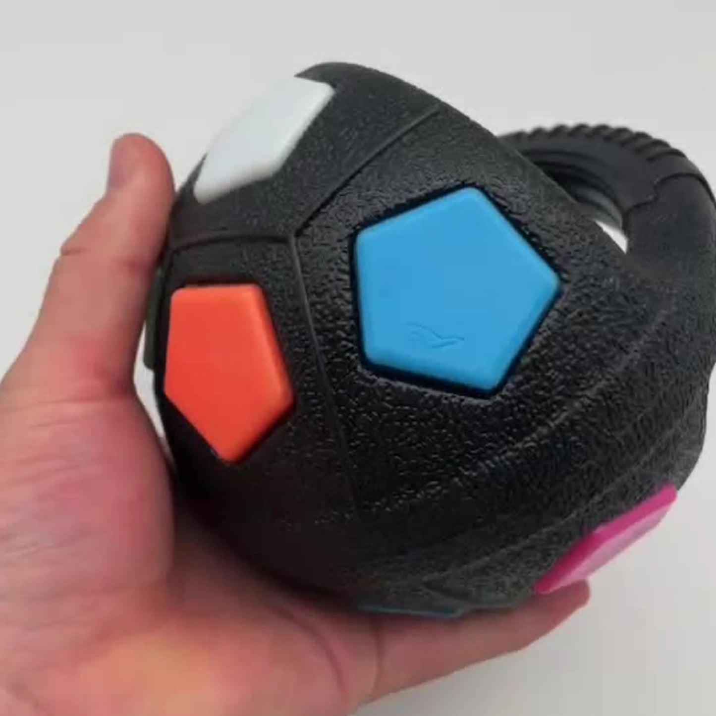 Durable Dog Calming Ball With Handle Squeaky Football Toy For Interactive Play And Training