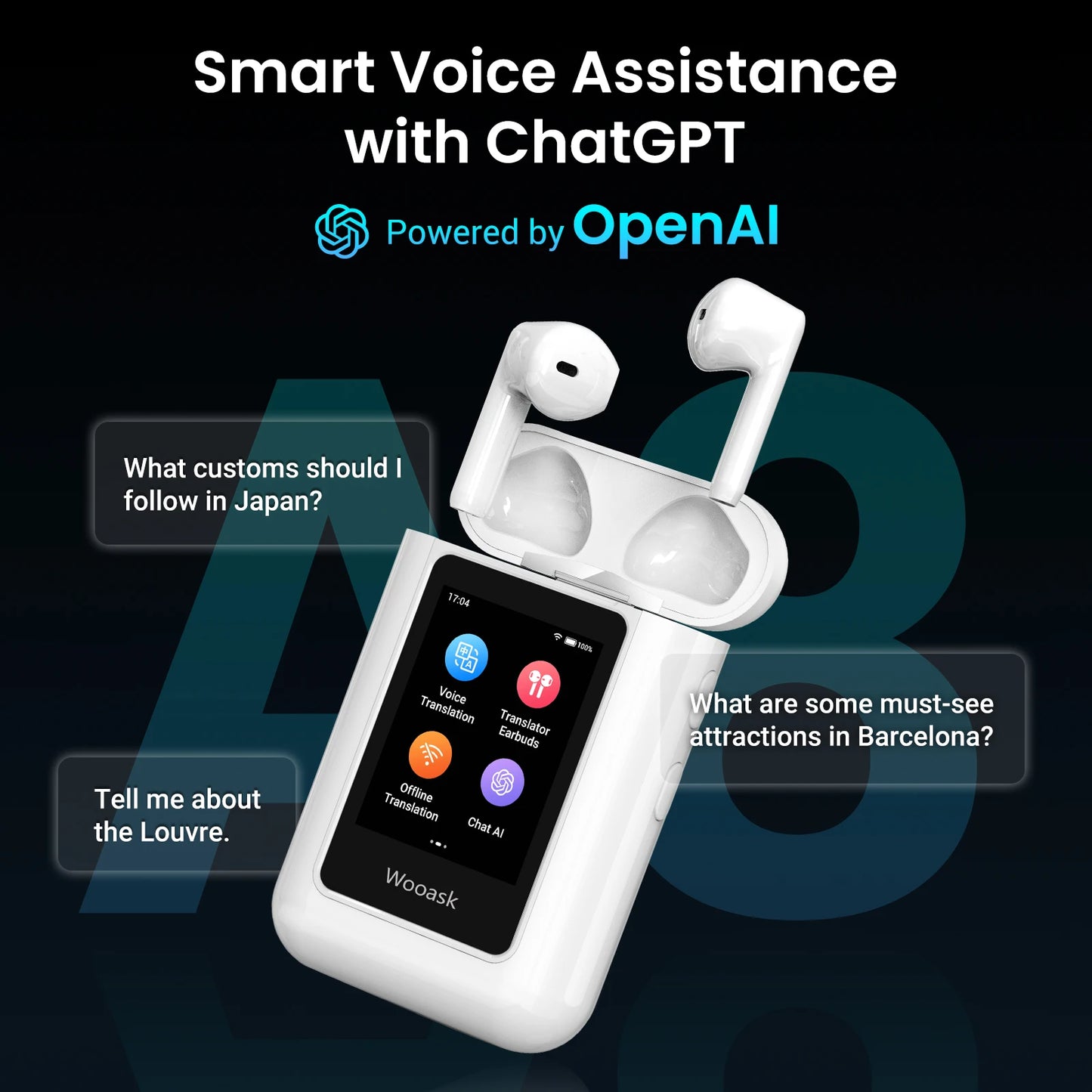 Wooask A8 Translation Earbuds Bidirectional Translator 144 Languages