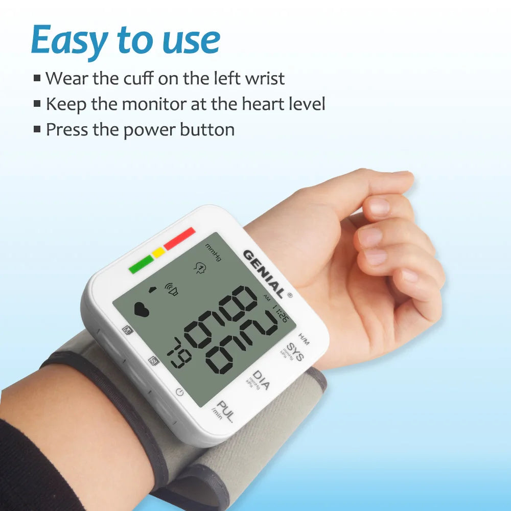 Blood Pressure Wrist Cuff Universal, Large LCD, 2-User
