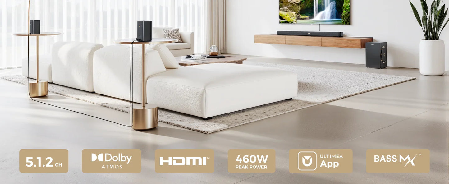 ULTIMEA 460W 5.1.2ch Sound Bar Dolby Atmos