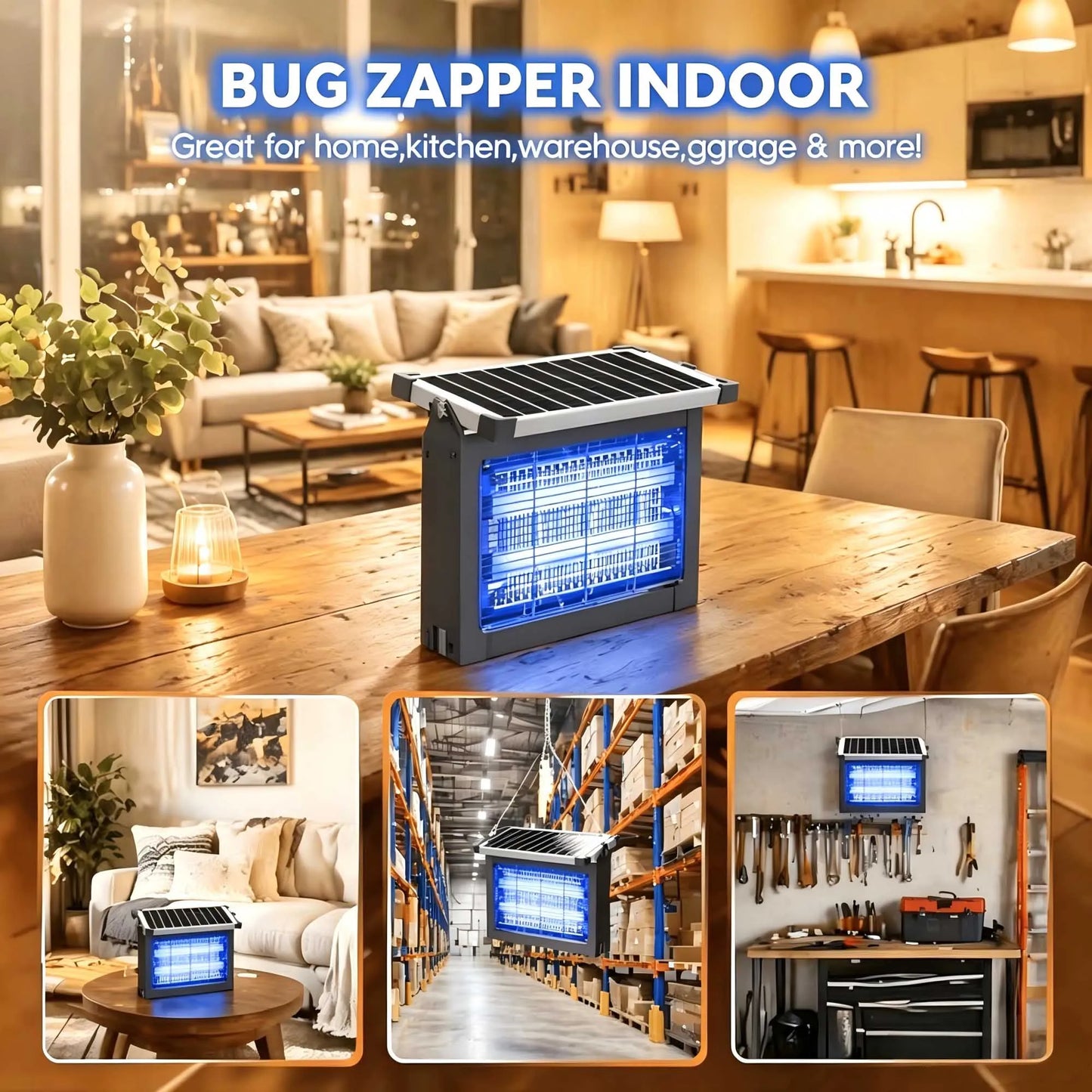 Solar Bug Zapper Outdoor 4500V Mosquito Killer for Garden