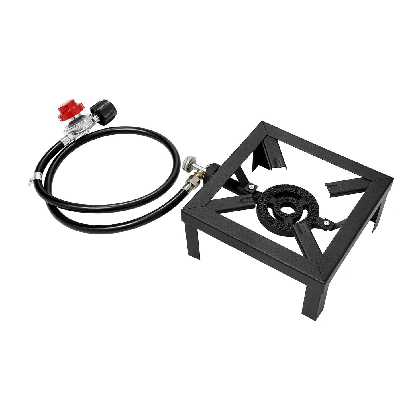8000W Portable Double Burner Outdoor Gas Stove With Adjustable 0 To 10 PSI Regulator Hose