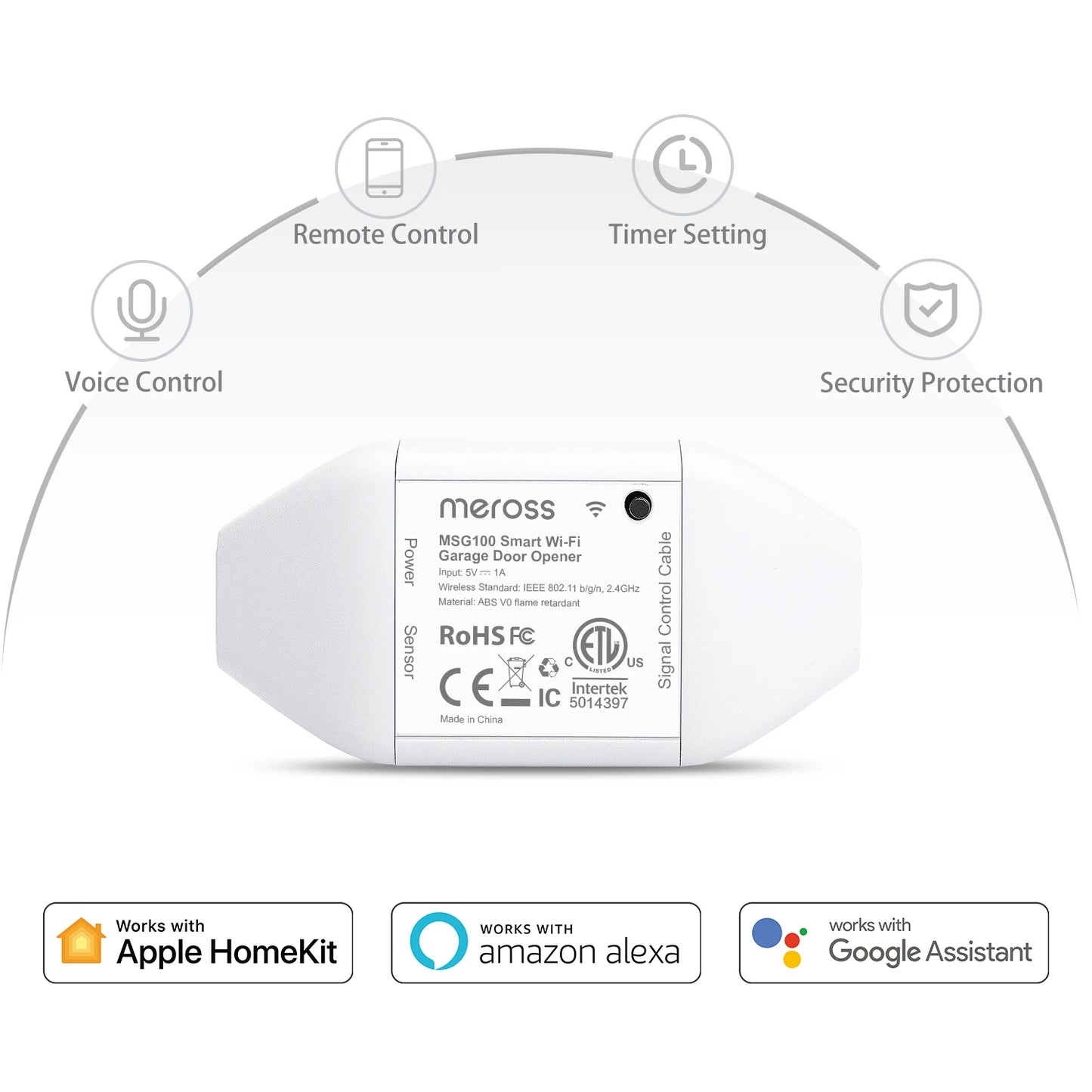 Meross HomeKit WiFi Garage Door Opener Controller Alexa Google Assistant