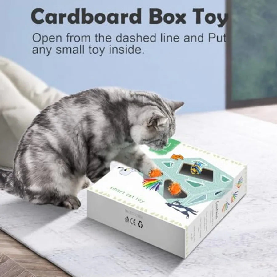 Interactive Cat Toy For Indoor Cats, Seven Hole Feather Pop