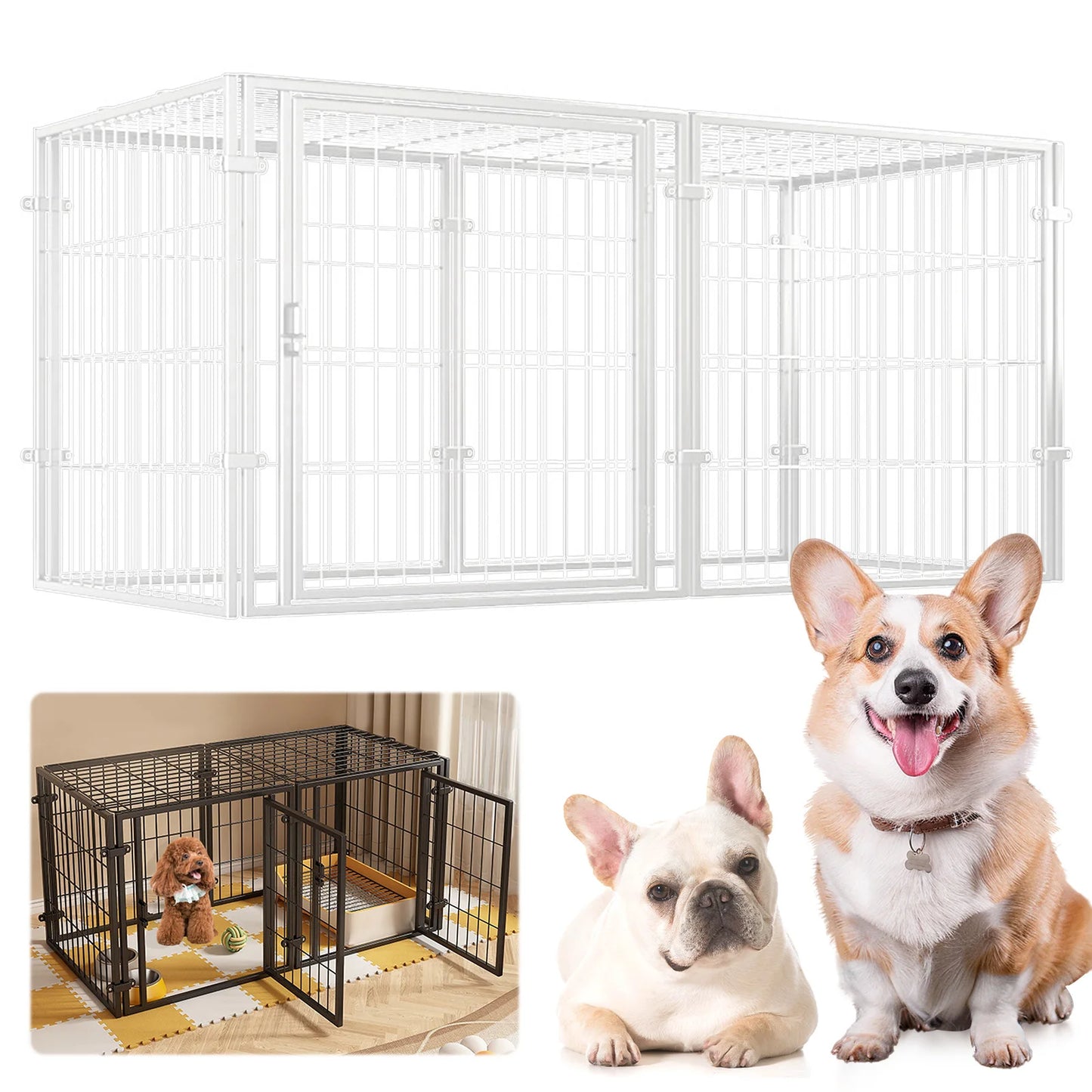 Shunmaii Heavy Duty Wire Dog Crate With Door Kennel Cage