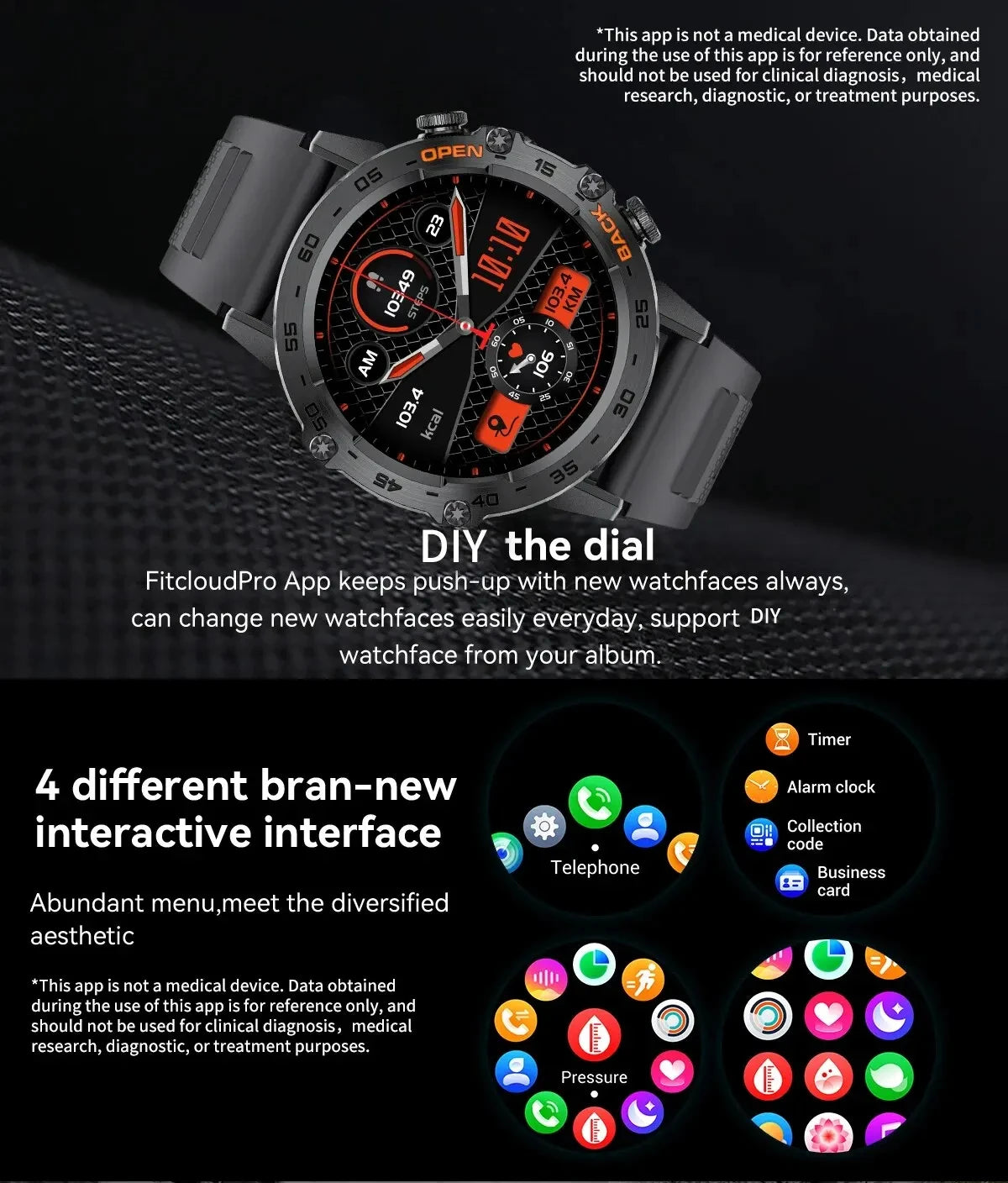 LIGE Military Smartwatch 1.39 Inch AMOLED 400mAh Battery Waterproof Heart Rate Bluetooth Call