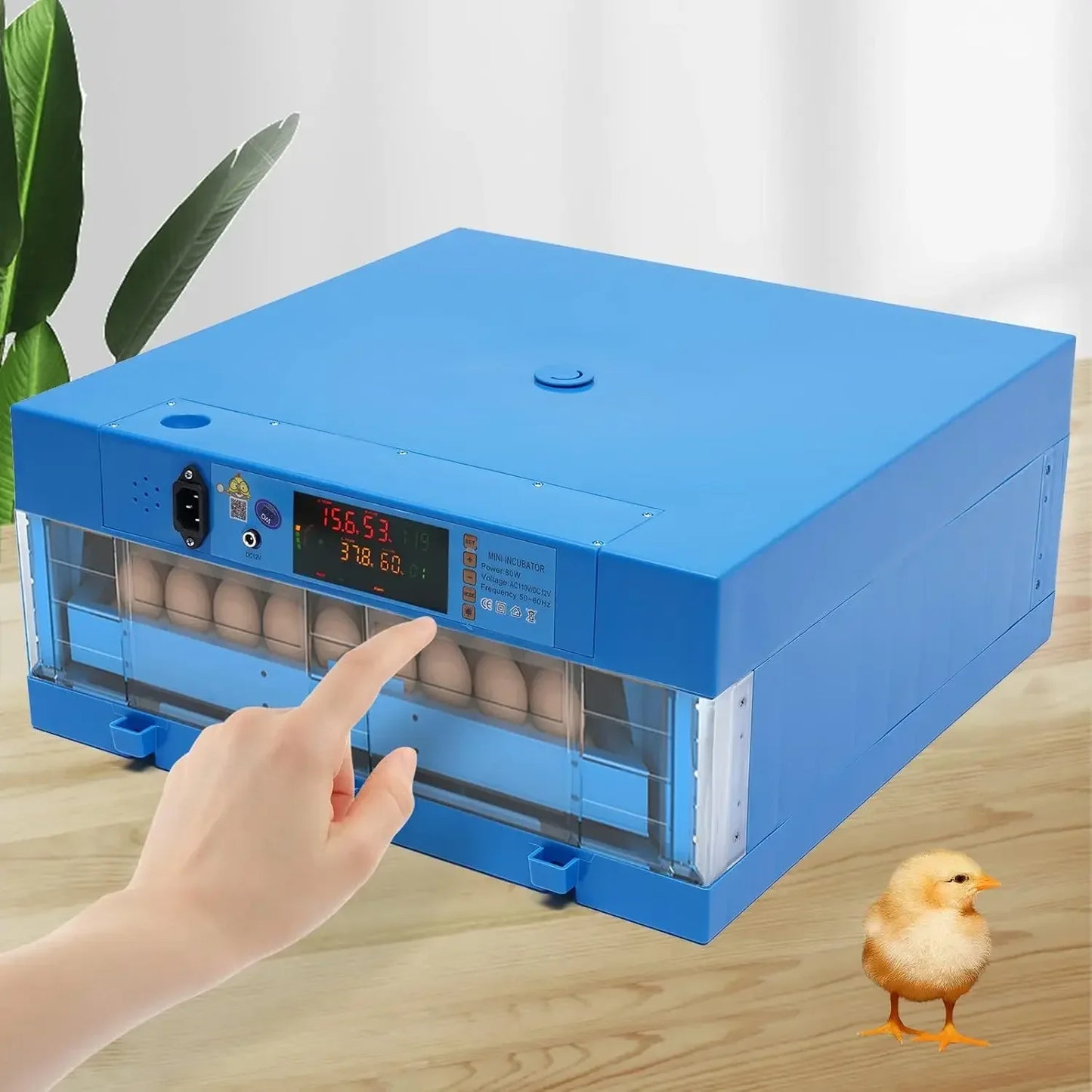 Automatic Egg Incubator with Digital Display 110V 12V Hatch Up To 64 Eggs For Chicken Ducks Geese Pigeons And Quail