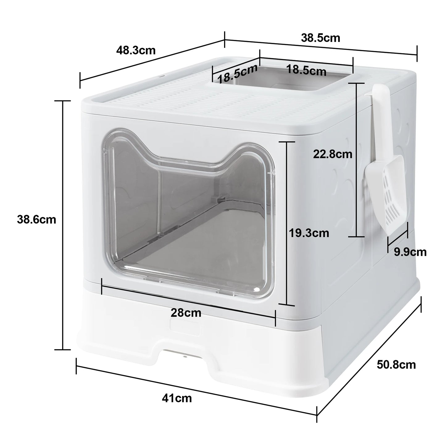 Foldable Cat Litter Box With Front Entry And Top Exit