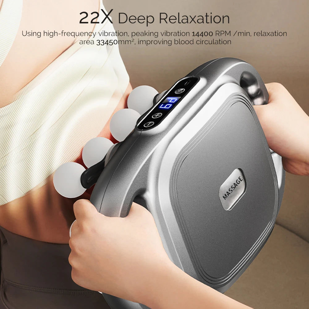 Foreverlily 16 Head Fascia Gun High Frequency Vibration Massage Gun For Back Neck Shoulders
