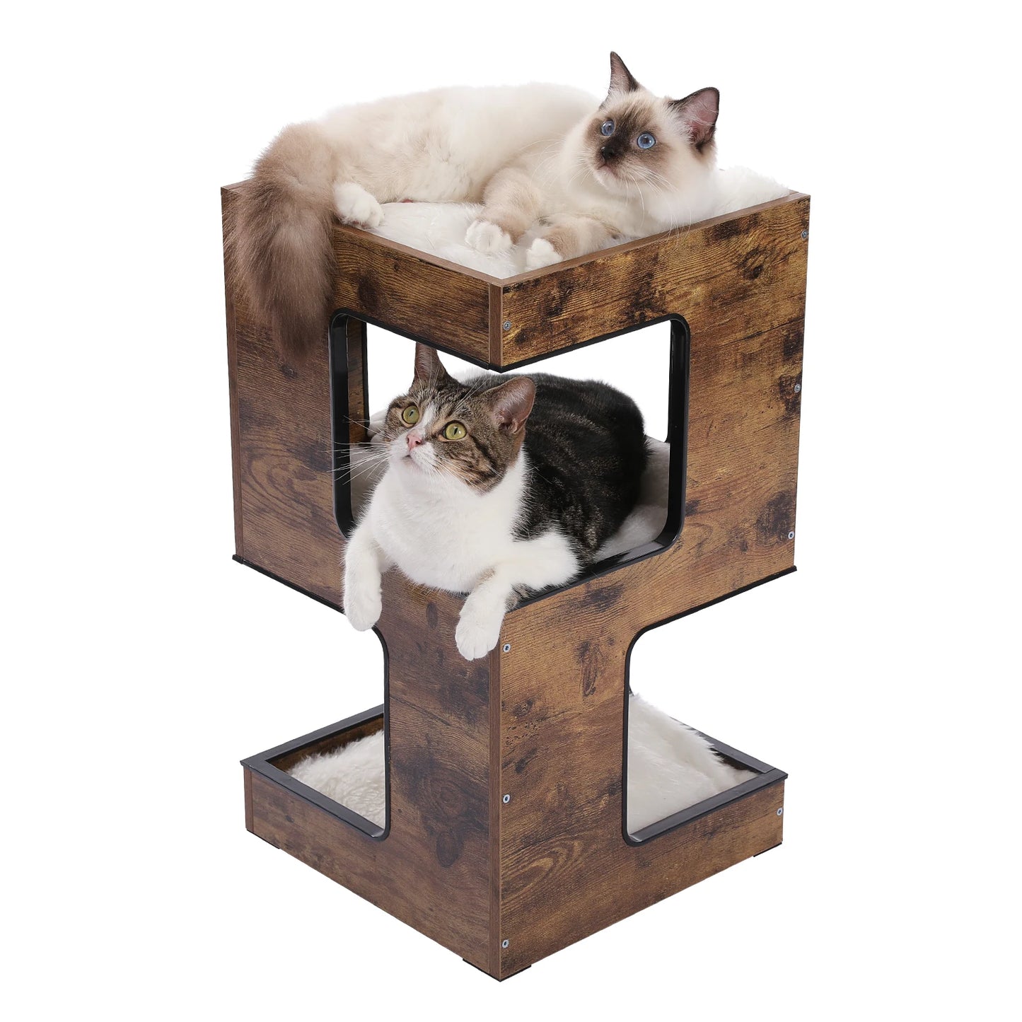 PAWZ Road Wood Cat Condo With Scratching Pad And Mats