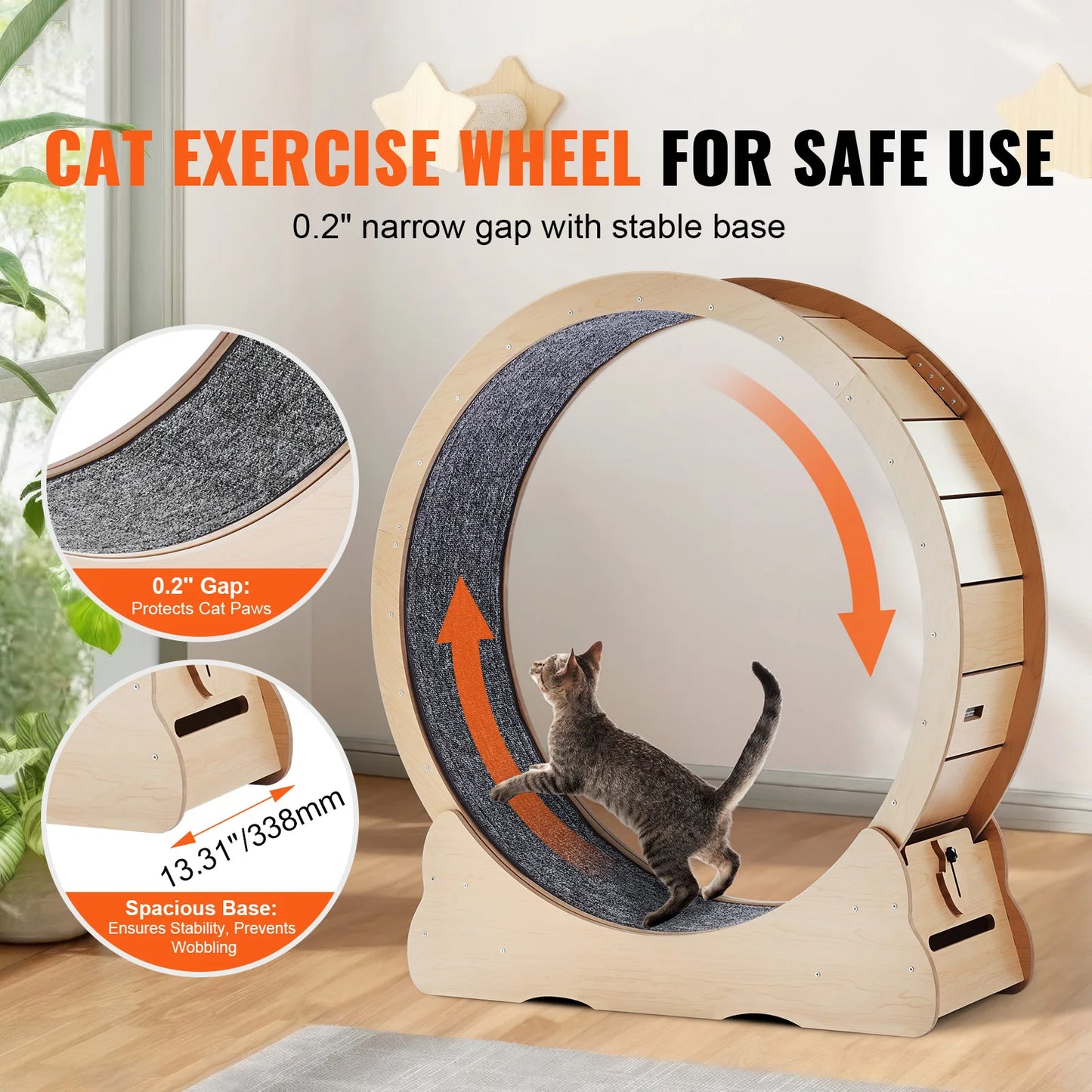SucceBuy Wooden Cat Exercise Wheel Indoor Treadmill