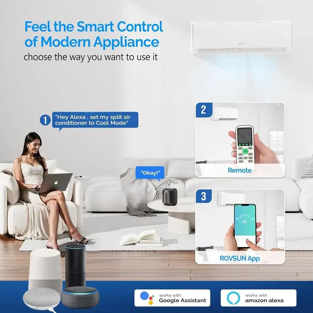 Wifi Enabled Mini Split Inverter Ductless AC Unit With Heater