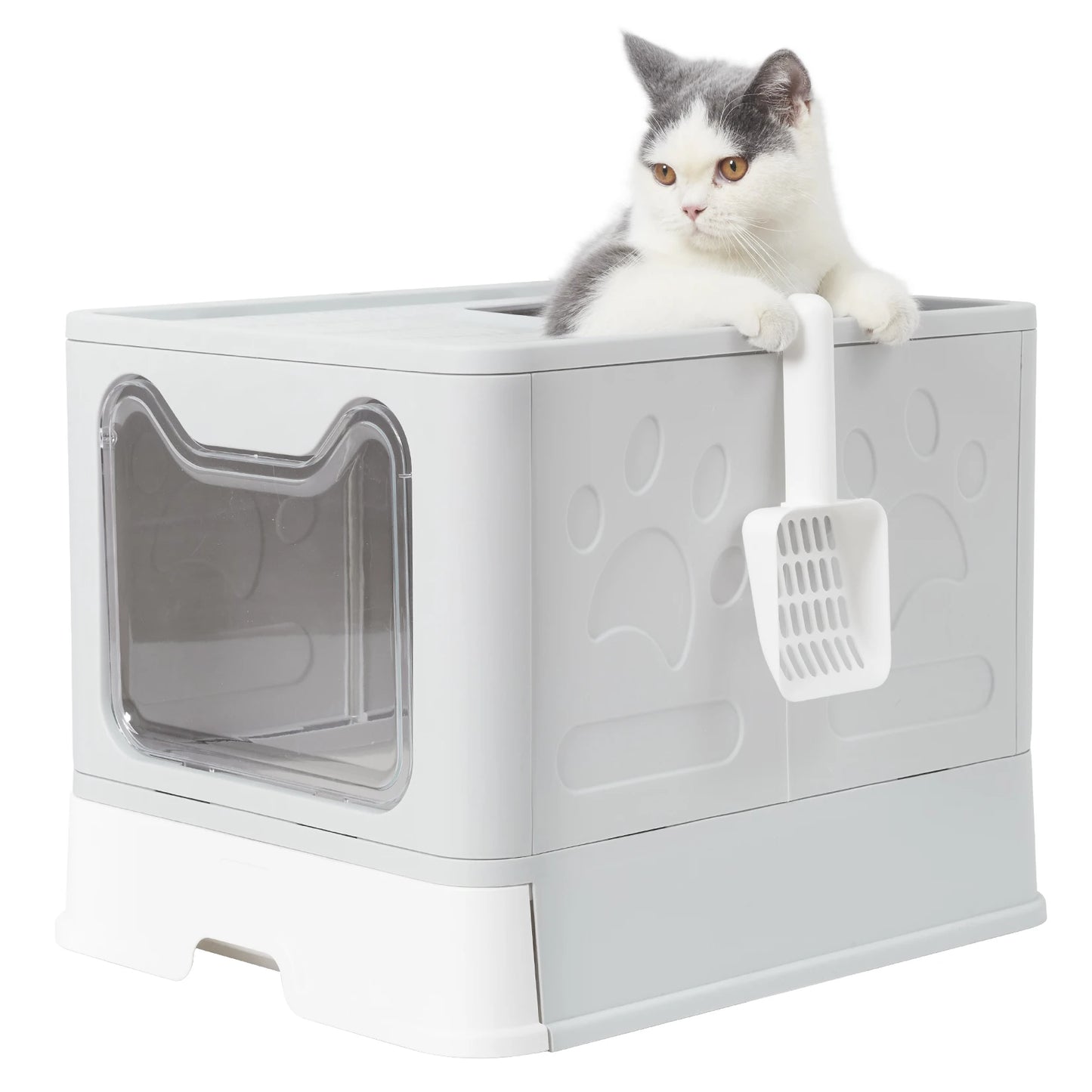 Foldable Cat Litter Box With Front Entry And Top Exit