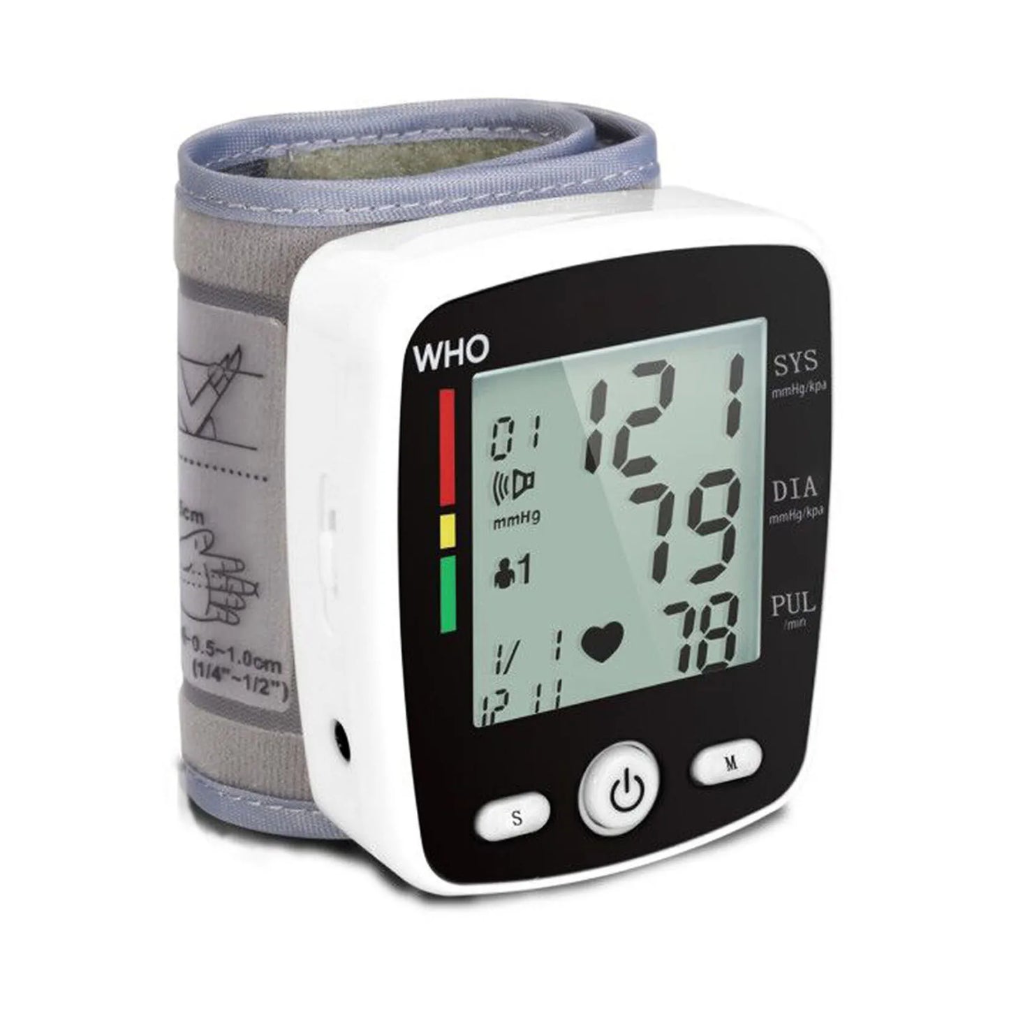 TAKROL Digital Wrist Blood Pressure Monitor Tensiometer With LCD 2x90 Memory Rechargeable