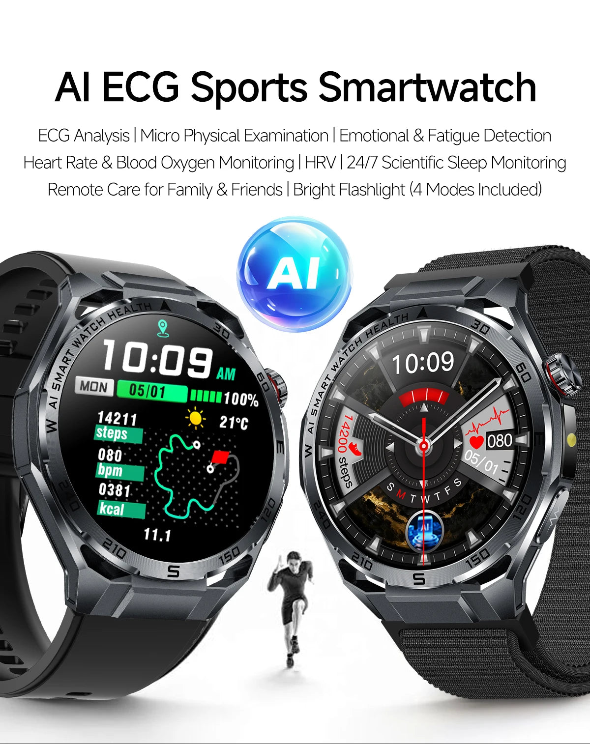 Smart Health Watch With ECG And PPG Body Fat Analysis Uric Acid BP Blood Oxygen Bluetooth Calling