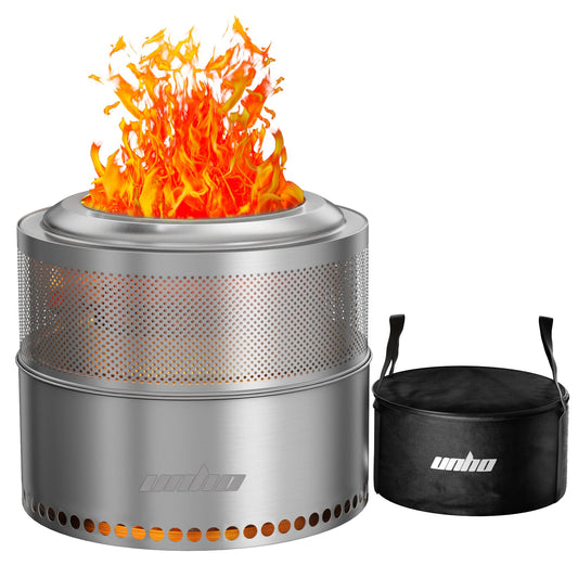 Stainless Steel Wood Burning Fire Pit Smokeless Portable Outdoor Carry Bag For Patio Gatherings