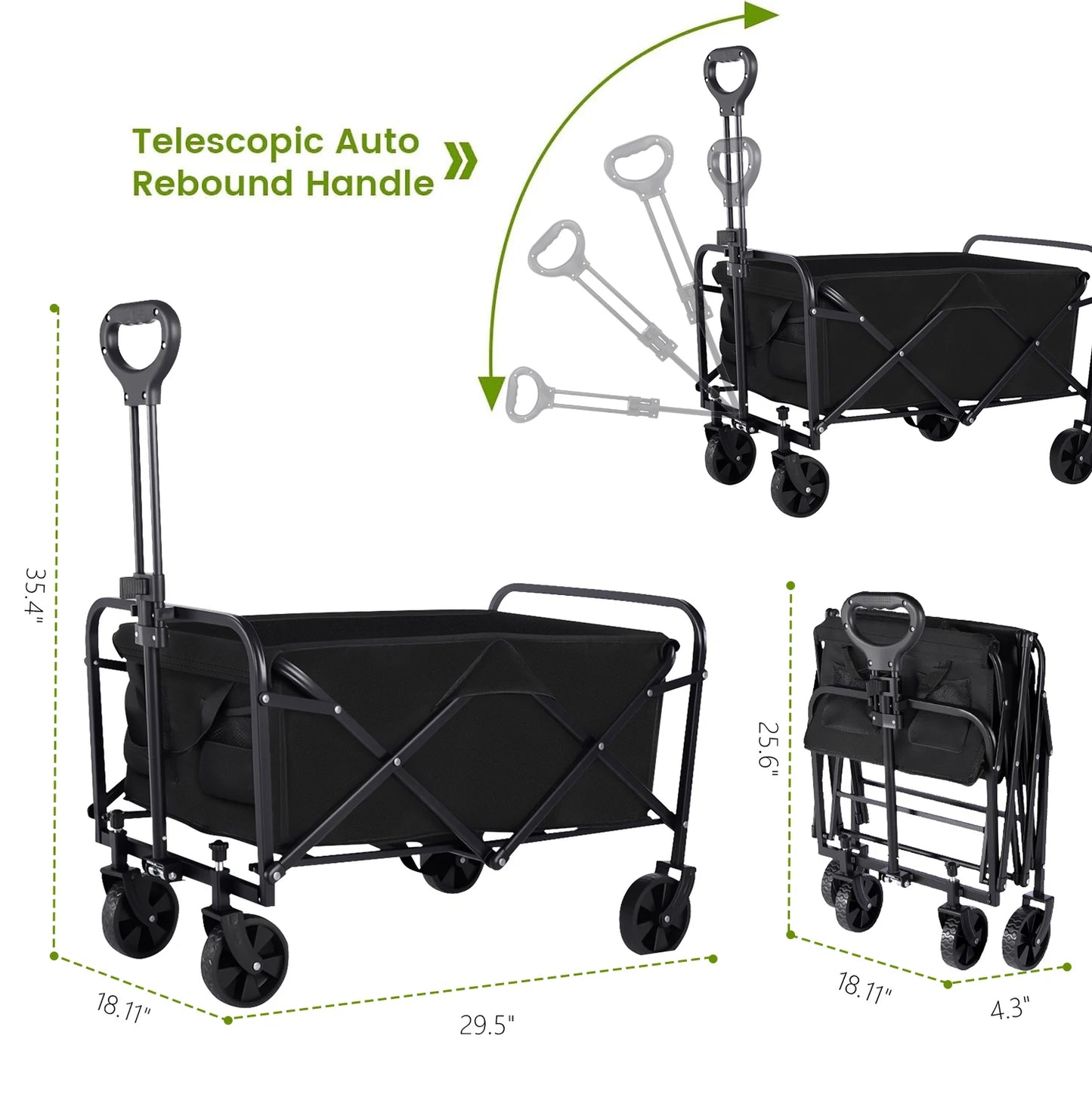 Heavy Duty Foldable Wagon Cart For Groceries All Terrain Wheels