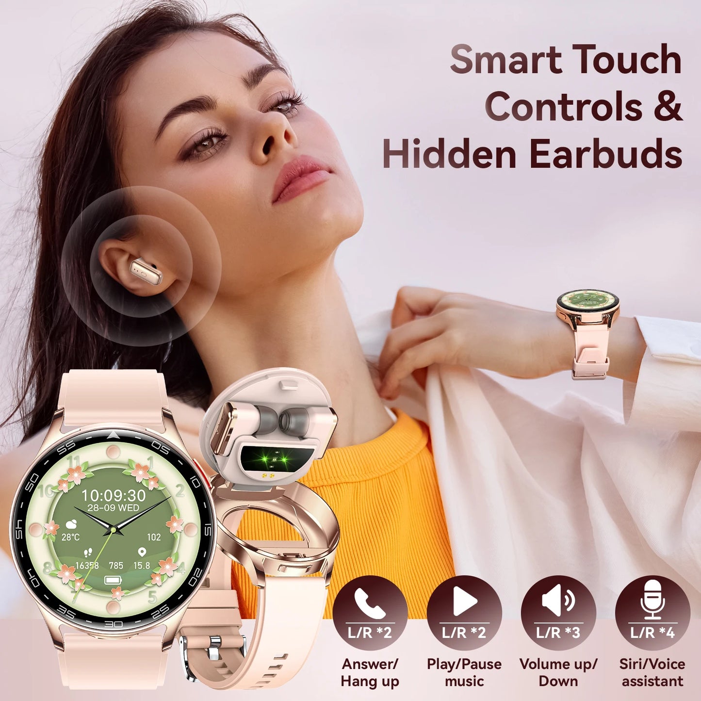 EIGIIIS Smart Watch With Earbuds Fitness Tracker