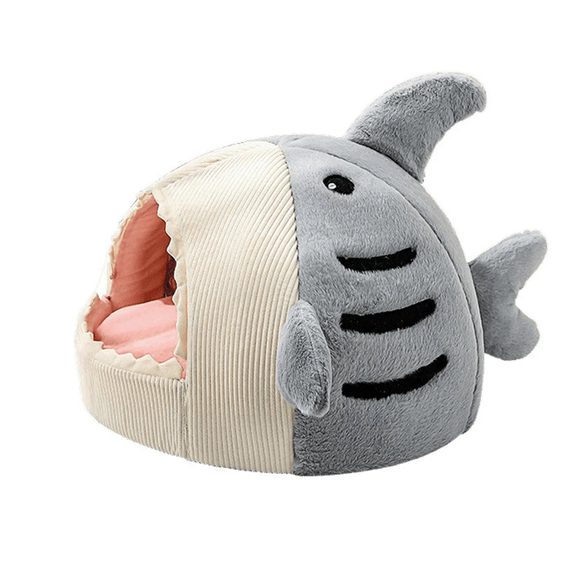 Corduroy Plush Enclosed Pet Bed for Cats and Small Dogs