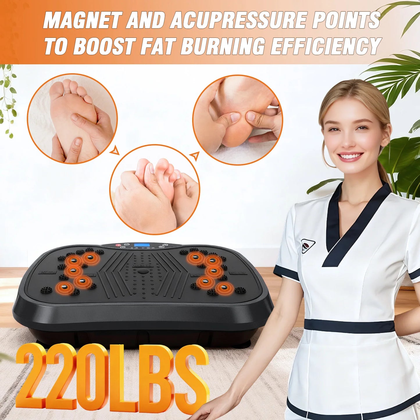 Portable Vibration Plate Exercise Machine With Resistance Bands