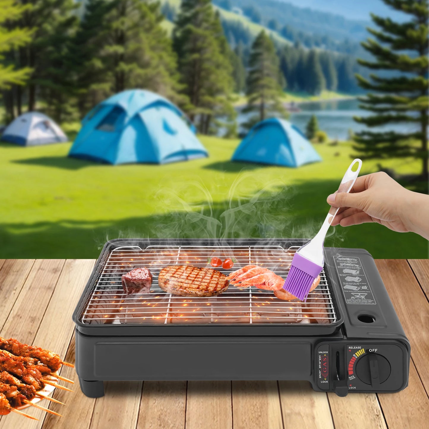 Portable Butane Gas Grill Stove For Camping And Travel