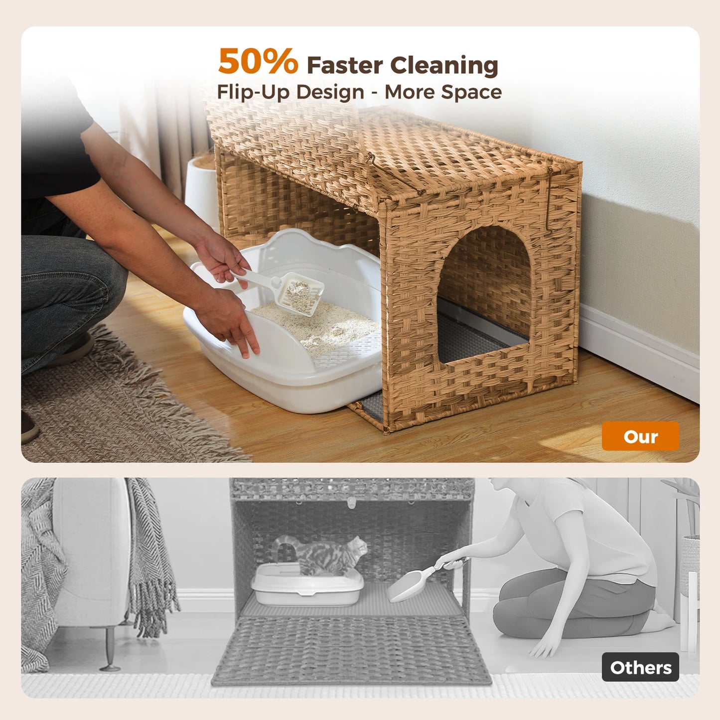 PAWZ Road Rattan Cat Litter Box Enclosure