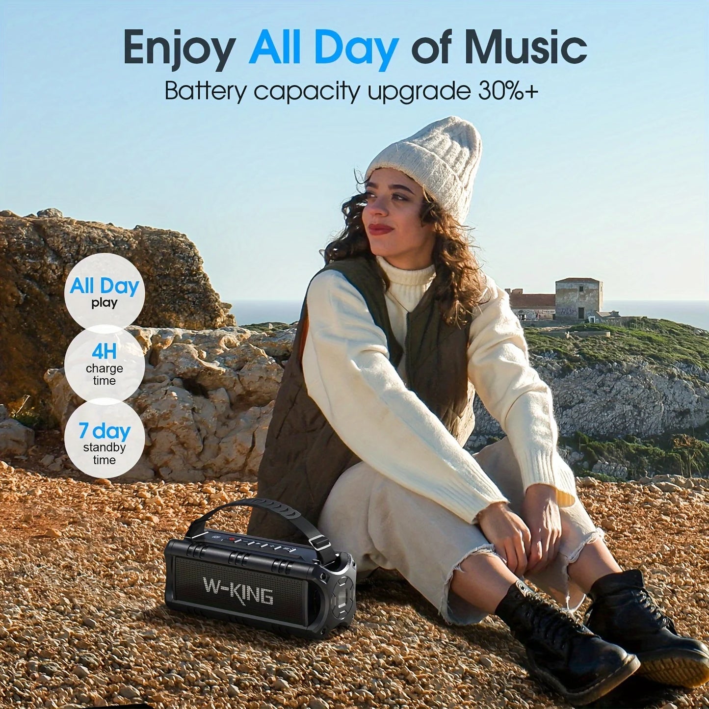 W-KING Bluetooth Speaker 30W Portable Wireless IPX6 Waterproof Outdoor Speaker With 24H Playtime And EQ